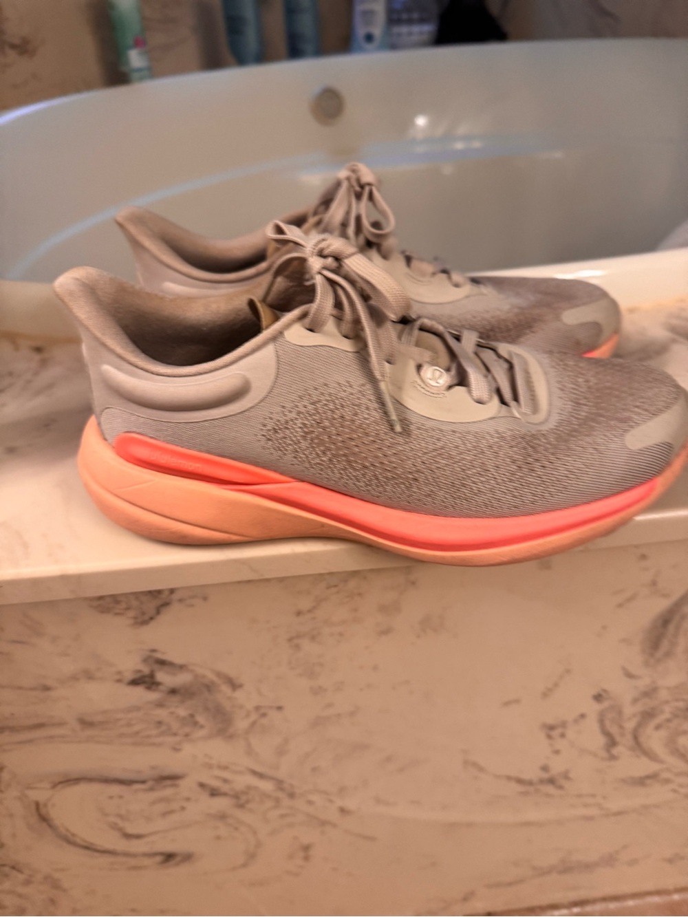 lululemon athletica Women's Gray Sneakers with Coral Accent